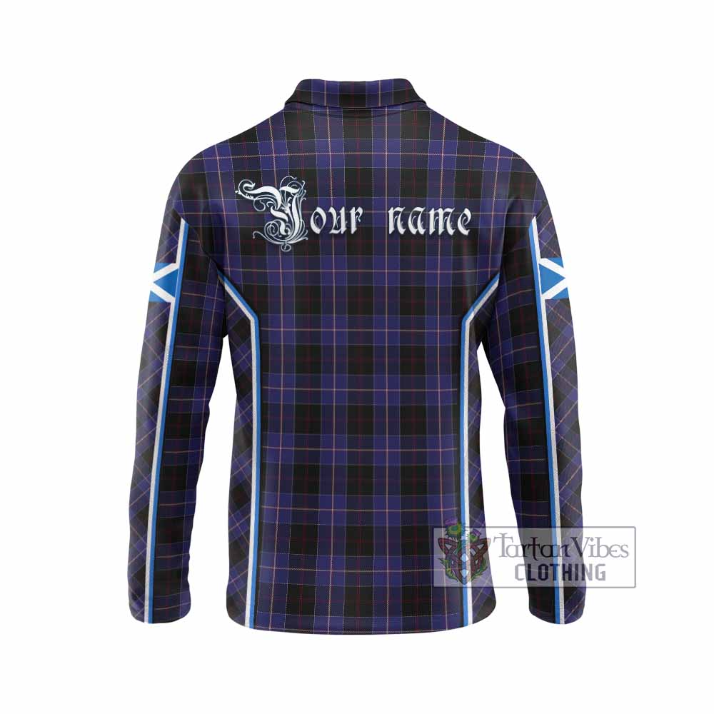 Dunlop Tartan Crest Long Sleeve Polo Shirt Scotland Coat of Arm Flag Style - Tartan Vibes Clothing