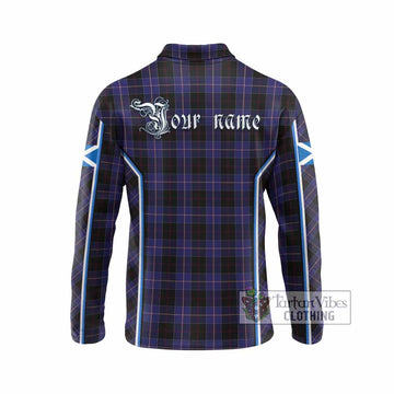Dunlop Tartan Crest Long Sleeve Polo Shirt Scotland Coat of Arm Flag Style