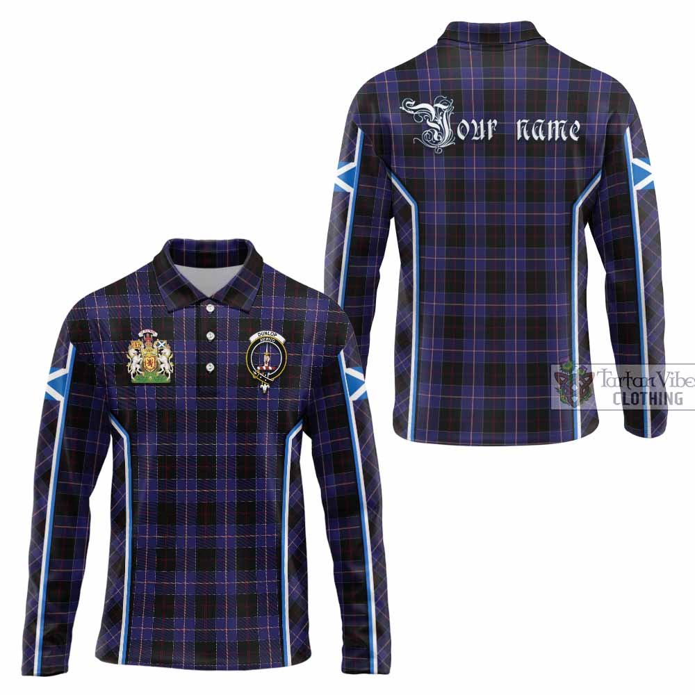 Dunlop Tartan Crest Long Sleeve Polo Shirt Scotland Coat of Arm Flag Style - Tartan Vibes Clothing