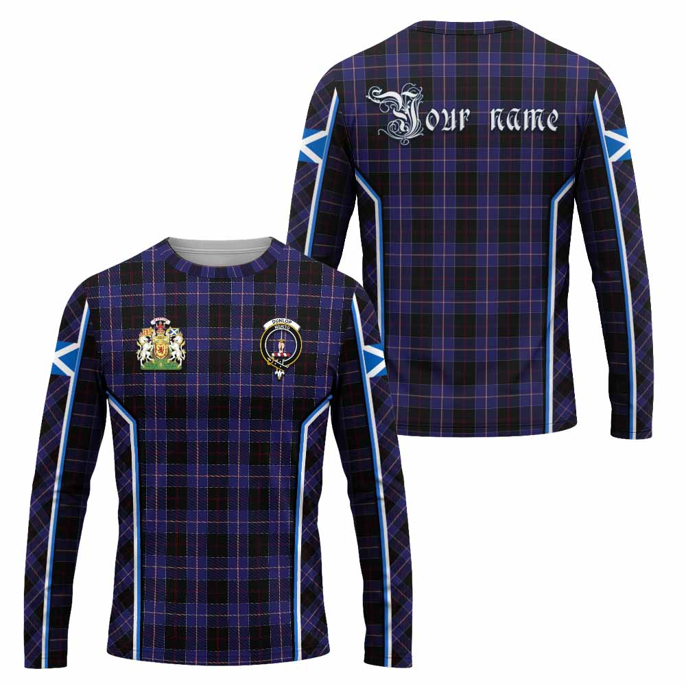 Dunlop Tartan Crest Long Sleeve T-Shirt Scotland Coat of Arm Flag Style - Tartan Vibes Clothing