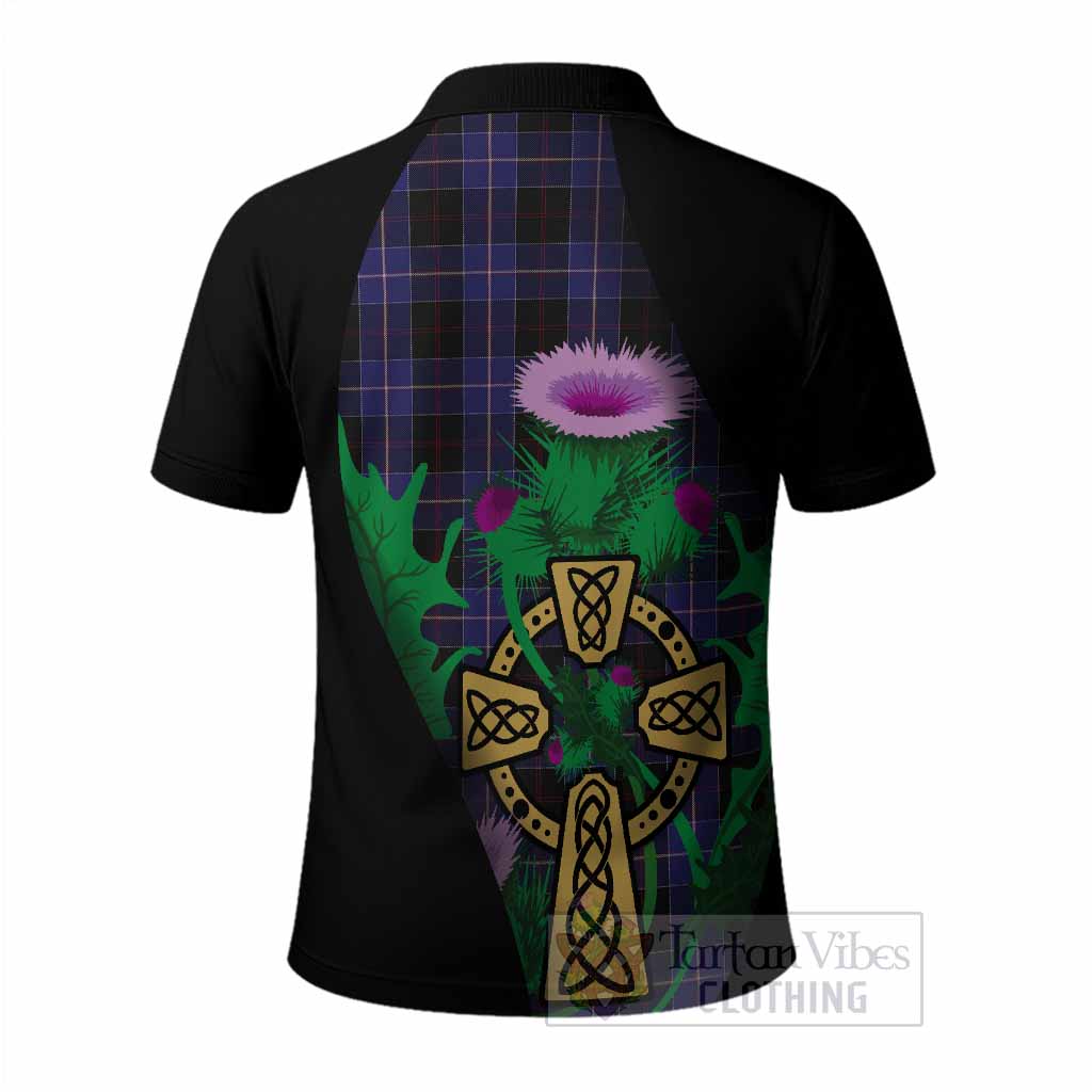 Dunlop Tartan Crest Polo Shirt Celtic Cross Thistle Flowers