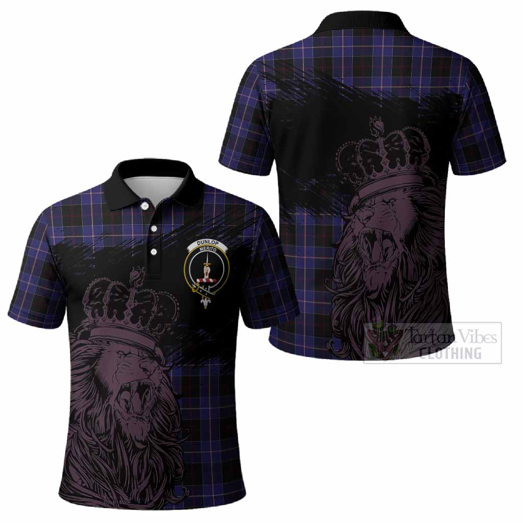 Dunlop Tartan Crest Polo Shirt Crowned Lion Heritage Style