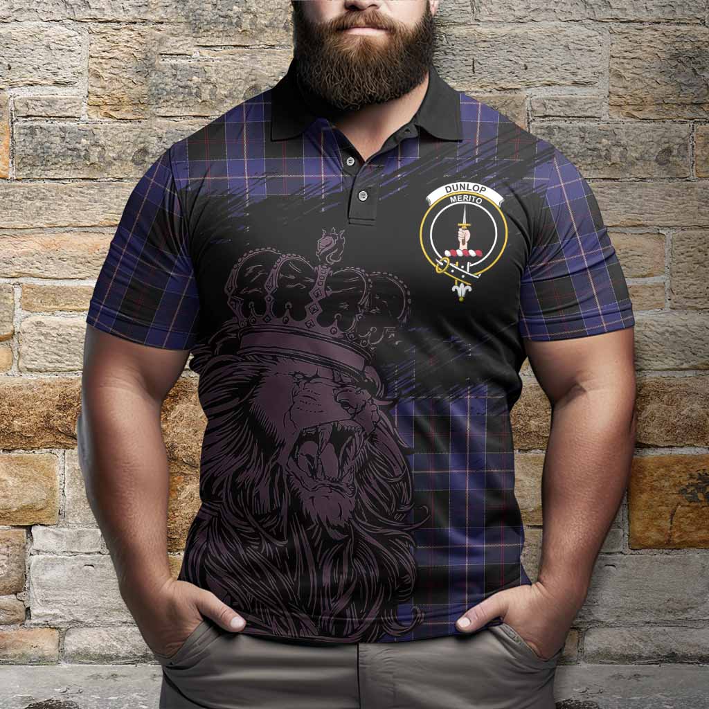 Dunlop Tartan Crest Polo Shirt Crowned Lion Heritage Style