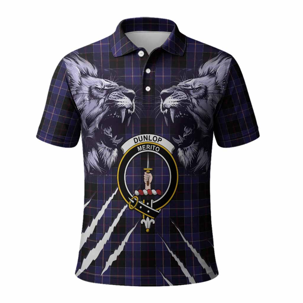 Dunlop Tartan Crest Polo Shirt Ferocious Lion Style