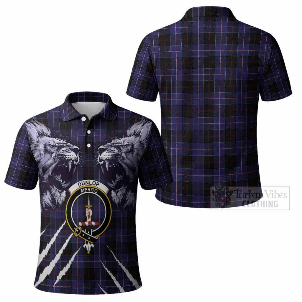 Dunlop Tartan Crest Polo Shirt Ferocious Lion Style