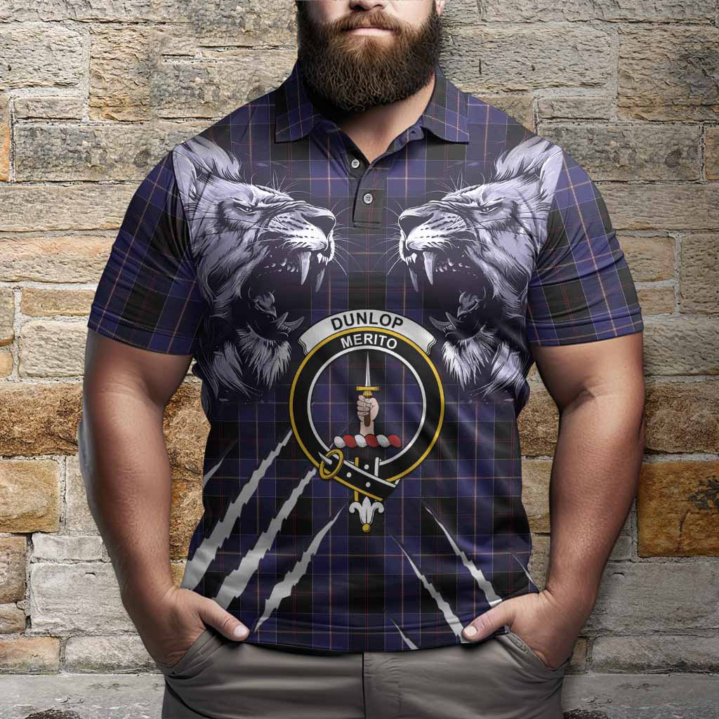 Dunlop Tartan Crest Polo Shirt Ferocious Lion Style
