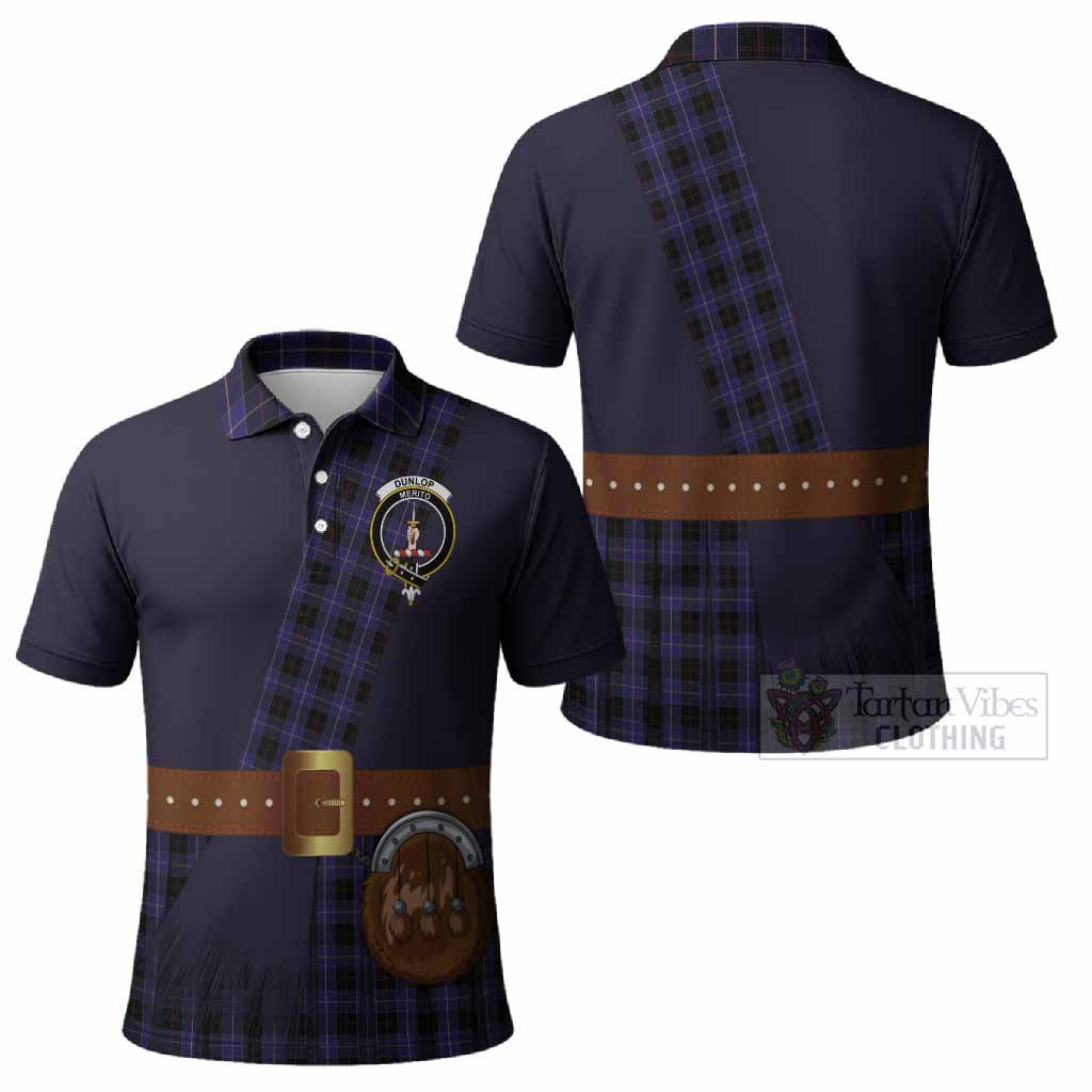 Dunlop Tartan Crest Polo Shirt Kilt Costume Style