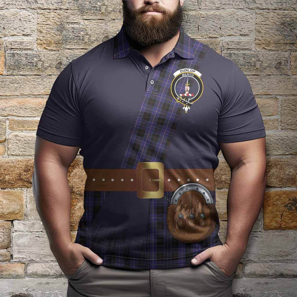 Dunlop Tartan Crest Polo Shirt Kilt Costume Style