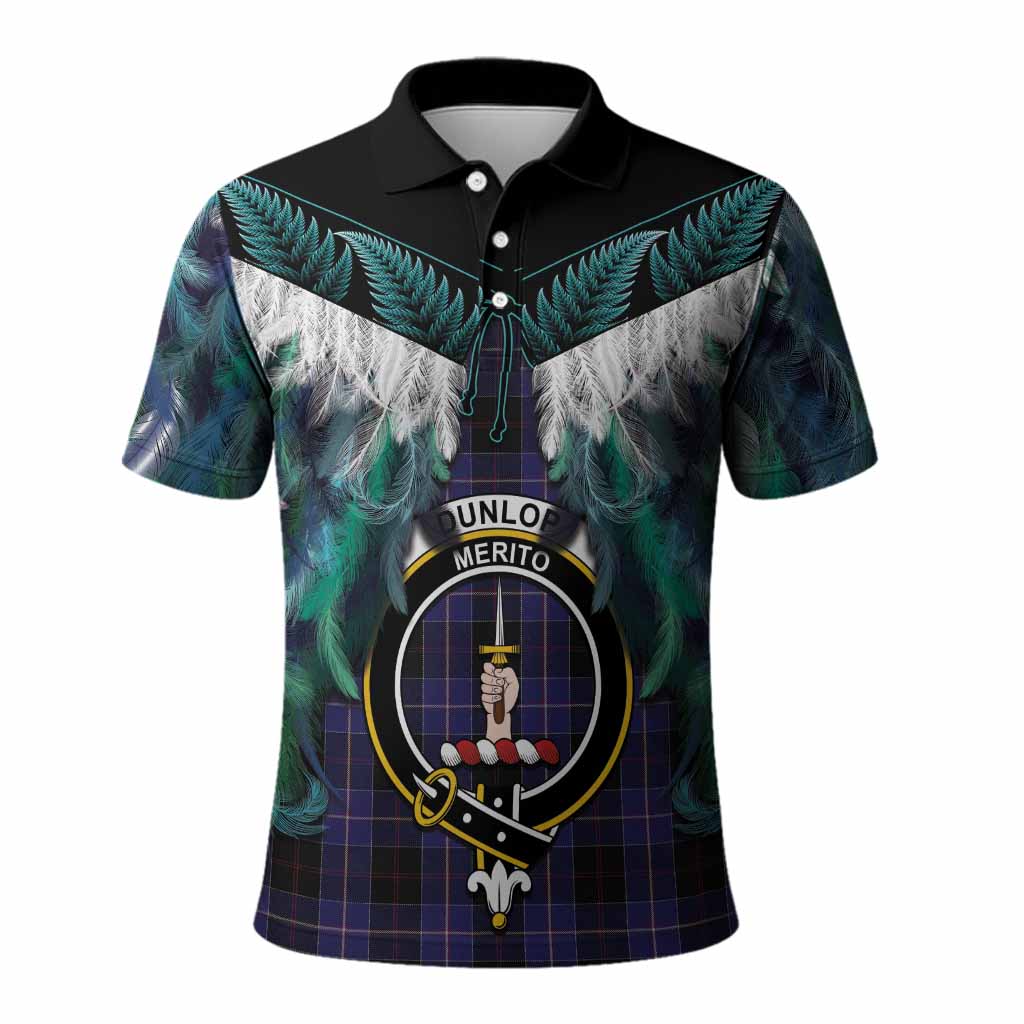 Dunlop Tartan Crest Polo Shirt New Zealand Maori Korowai Cloak
