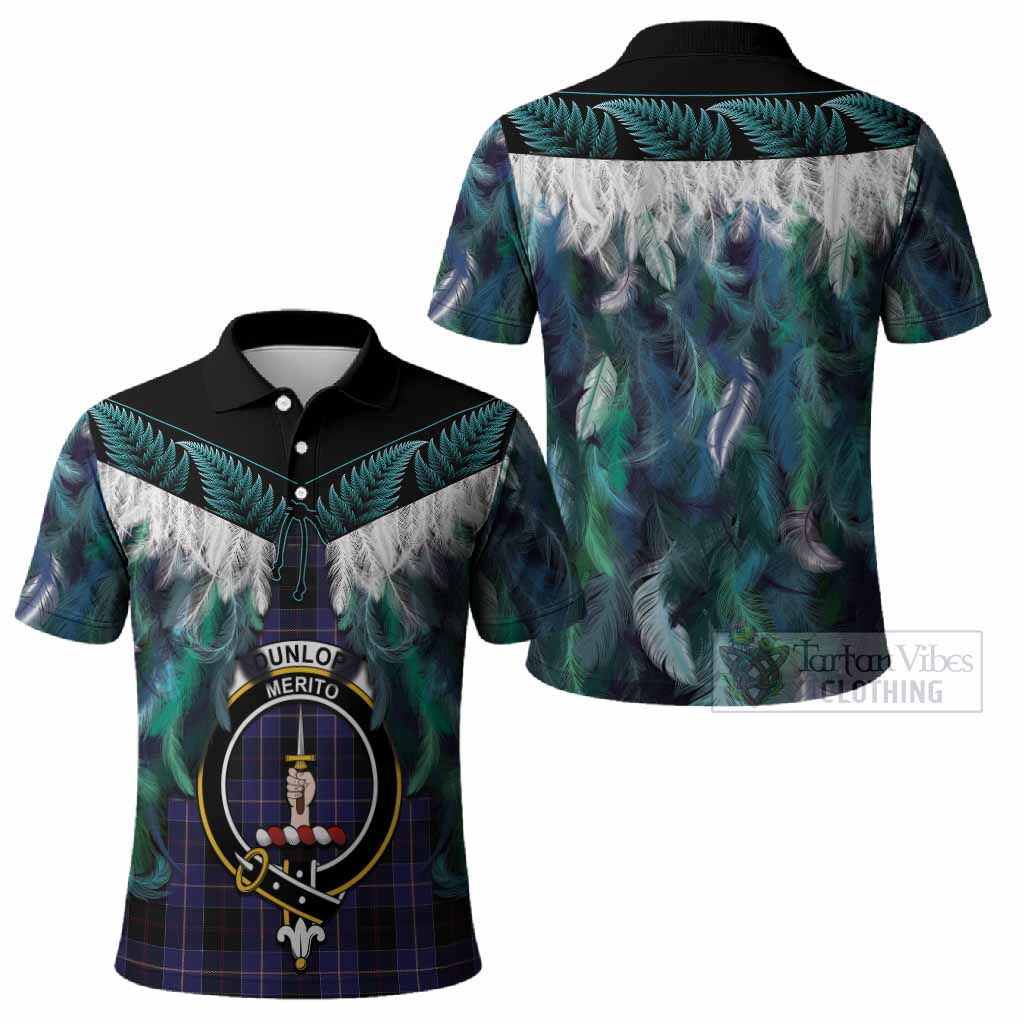 Dunlop Tartan Crest Polo Shirt New Zealand Maori Korowai Cloak