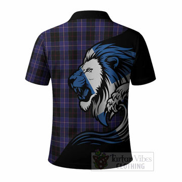 Dunlop Tartan Crest Polo Shirt Scottish Golden Lions Wave Flow
