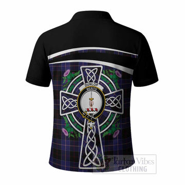 Dunlop Tartan Crest Polo Shirt Scottish Thistle Celtic Cross Alba Gu Brath
