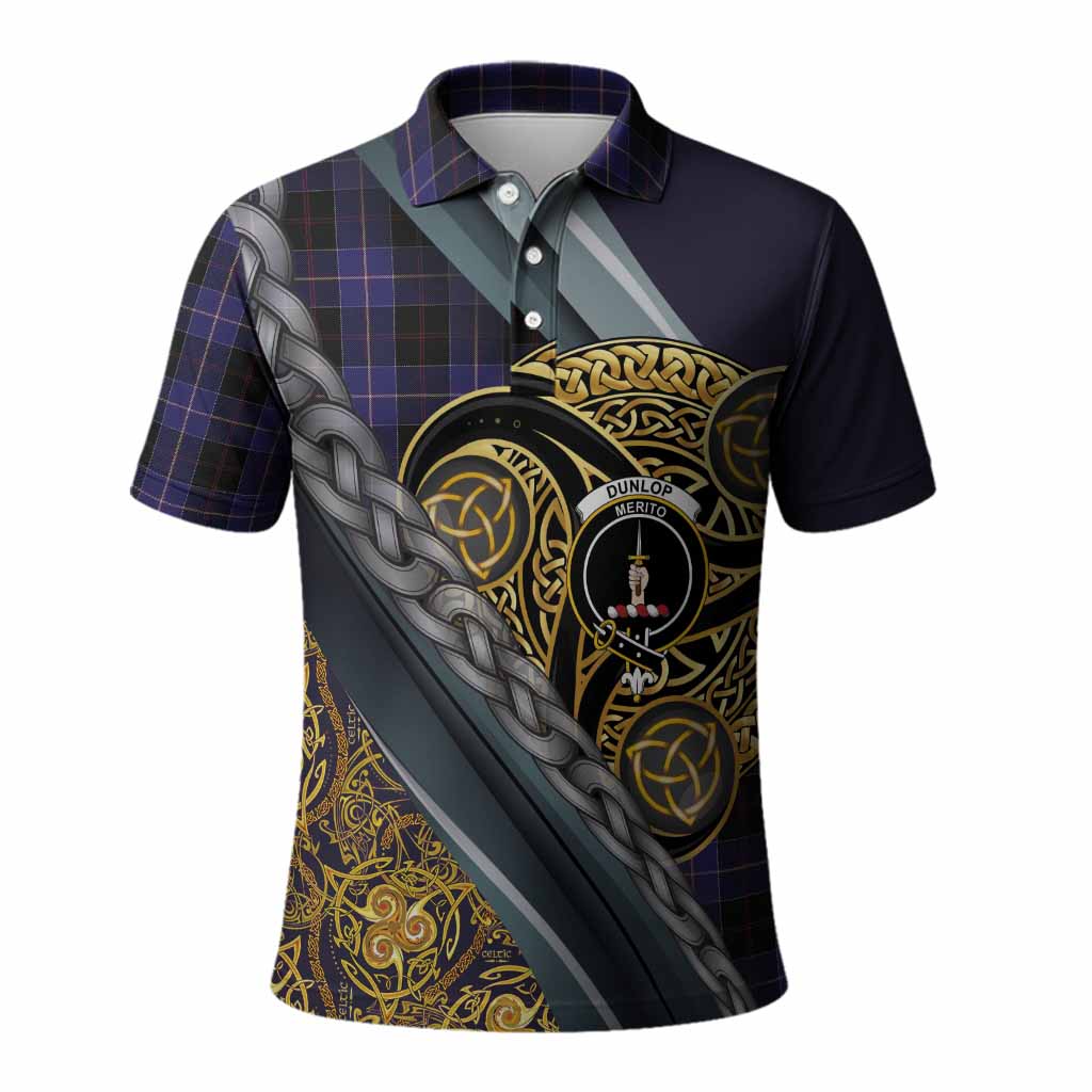 Dunlop Tartan Crest Polo Shirt Scottish Triskele Celtic