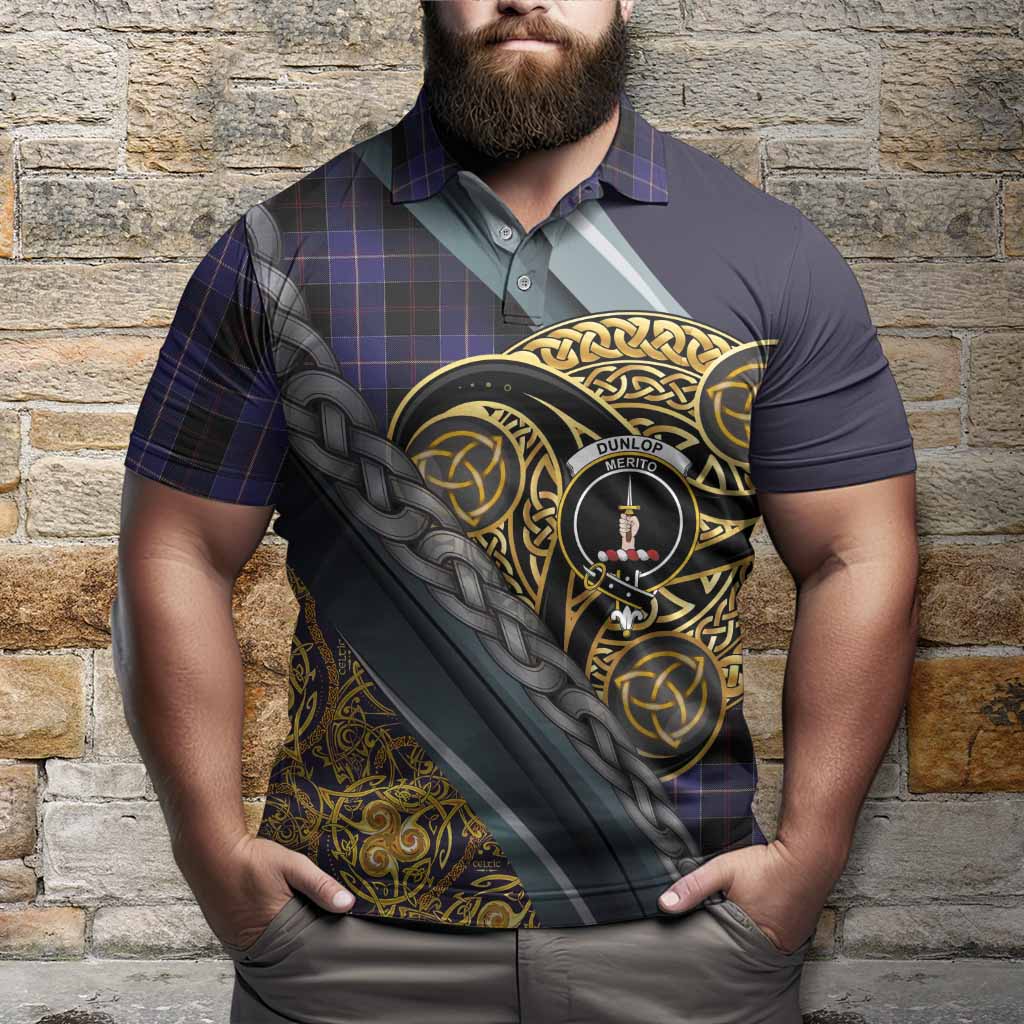 Dunlop Tartan Crest Polo Shirt Scottish Triskele Celtic