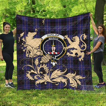 Dunlop Tartan Crest Premium Quilt with Scottish Iconic Symbols 