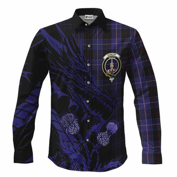 Dunlop Tartan Crest Scottish Long Sleeve Button Shirts Dragon and Thistle