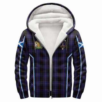 Dunlop Tartan Crest Sherpa Hoodie Scotland Coat of Arm Flag Style