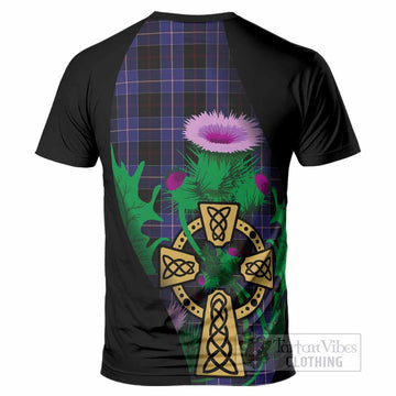Dunlop Tartan Crest T-Shirt Celtic Cross Thistle Flowers