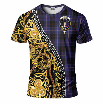 Dunlop Tartan Crest T-Shirt Celtic Knot and Triple Trickle Spiral Symbols