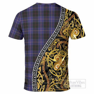 Dunlop Tartan Crest T-Shirt Celtic Knot and Triple Trickle Spiral Symbols