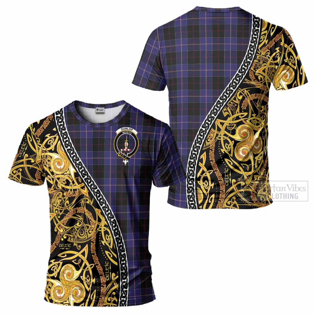 Dunlop Tartan Crest T-Shirt Celtic Knot and Triple Trickle Spiral Symbols
