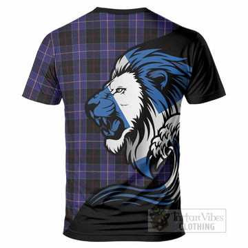Dunlop Tartan Crest T-Shirt Scottish Golden Lions Wave Flow