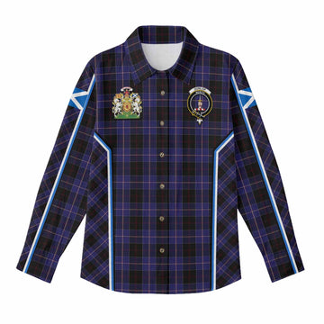 Dunlop Tartan Crest Women Casual Shirt Scotland Coat of Arm Flag Style