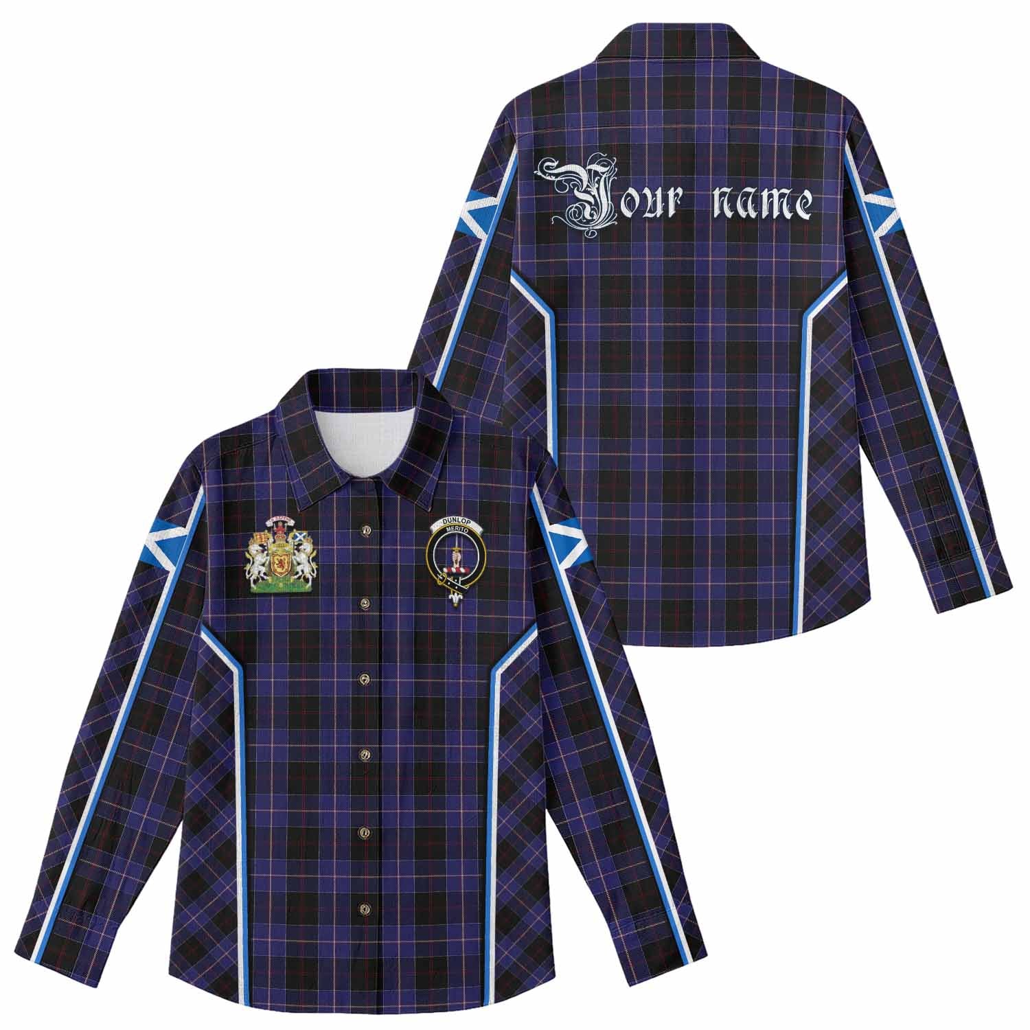 Dunlop Tartan Crest Women Casual Shirt Scotland Coat of Arm Flag Style - Tartan Vibes Clothing