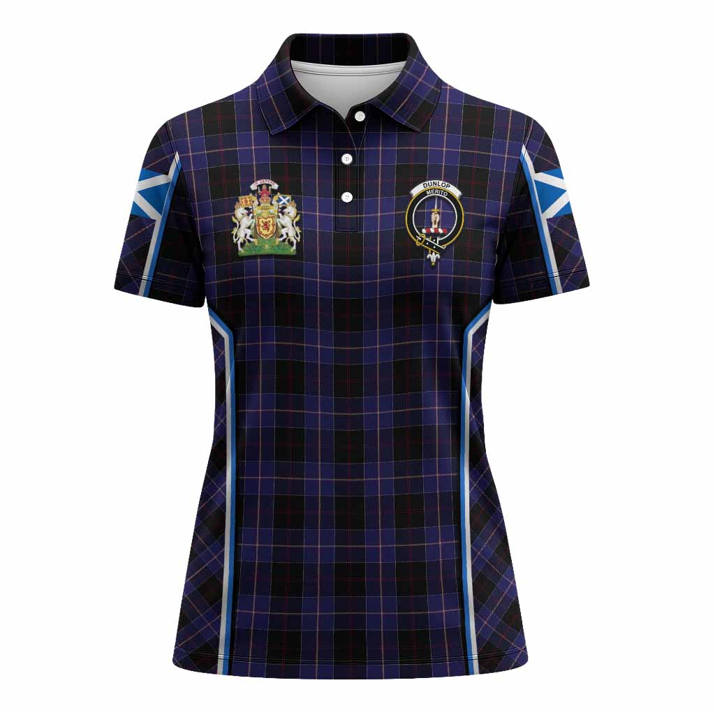 Dunlop Tartan Crest Women's Polo Shirt Scotland Coat of Arm Flag Style - Tartan Vibes Clothing
