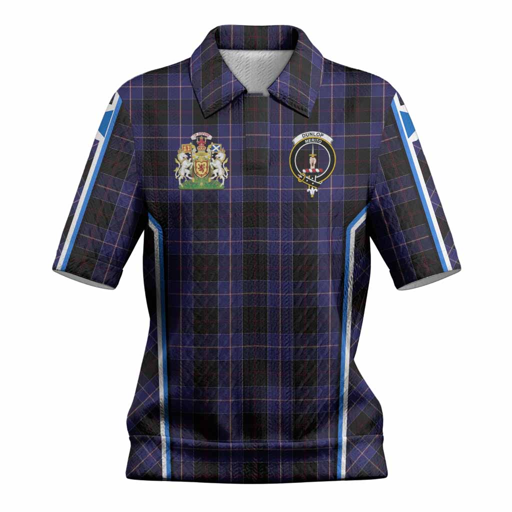 Dunlop Tartan Crest Women’s Polo Sweater Top Scotland Coat of Arm Flag Style