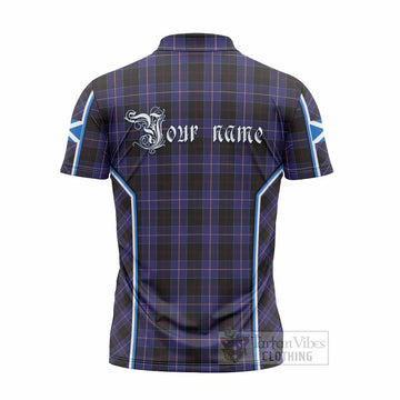 Dunlop Tartan Crest Zipper Polo Shirt Scotland Coat of Arm Flag Style
