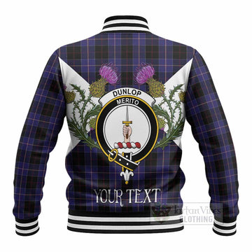 Dunlop Tartan Family Crest Baseball Jacket Scottish Burns Night Thistle Floral