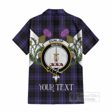 Dunlop Tartan Family Crest Cotton Hawaiian Shirt Scottish Burns Night Thistle Floral