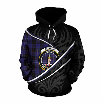 Dunlop Tartan Family Crest Cotton Hoodie Celtic Scottish Thistle Floral