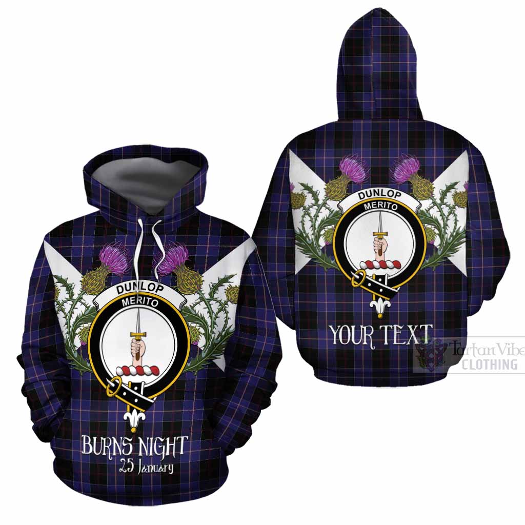 Dunlop Tartan Family Crest Cotton Hoodie Scottish Burns Night Thistle Floral
