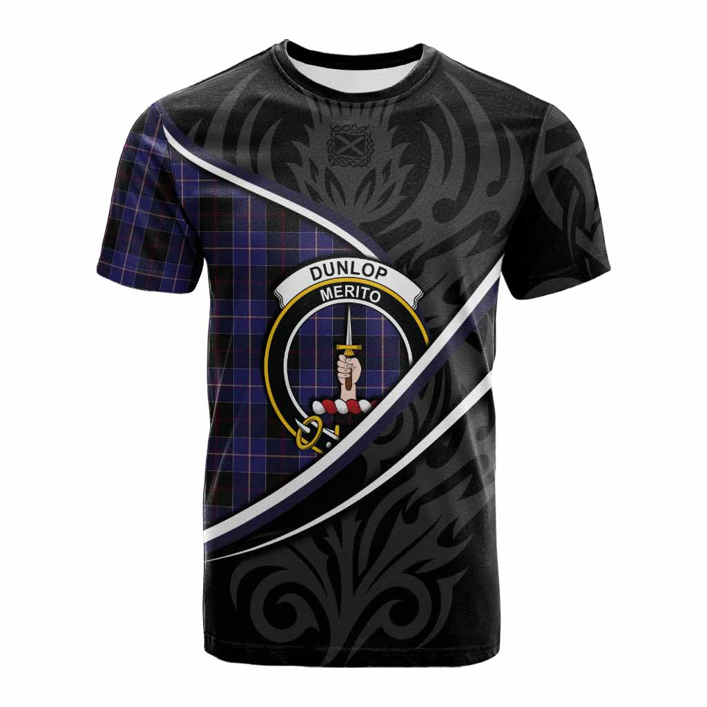 Dunlop Tartan Family Crest Cotton T-shirt Celtic Scottish Thistle Floral - Tartan Vibes Clothing