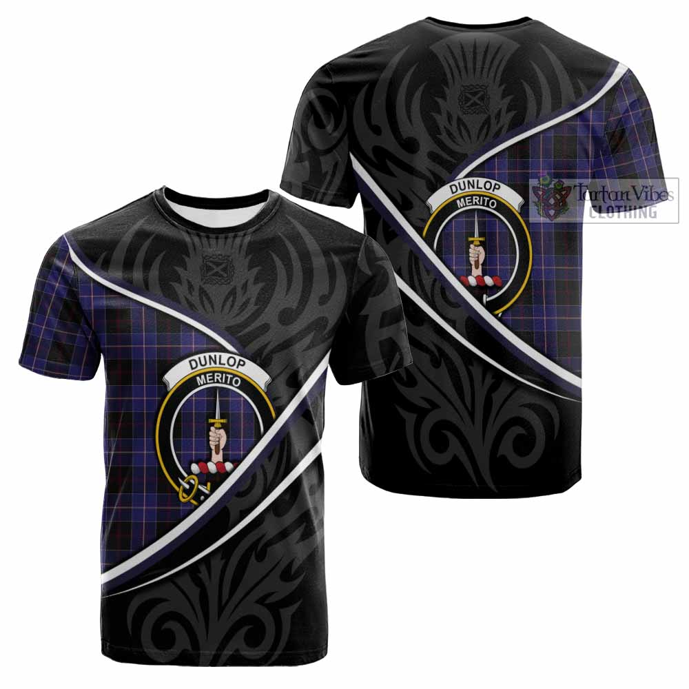 Dunlop Tartan Family Crest Cotton T-shirt Celtic Scottish Thistle Floral - Tartan Vibes Clothing