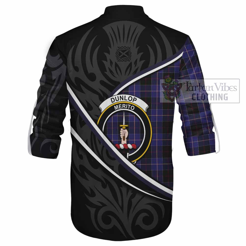 Dunlop Tartan Family Crest Ghillie Kilt Shirt Celtic Scottish Thistle Floral - Tartan Vibes Clothing