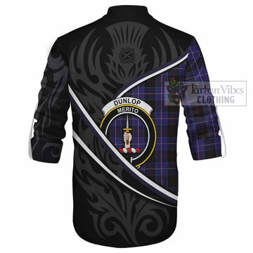Dunlop Tartan Family Crest Ghillie Kilt Shirt Celtic Scottish Thistle Floral