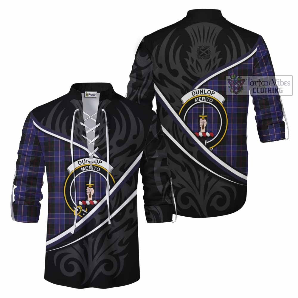 Dunlop Tartan Family Crest Ghillie Kilt Shirt Celtic Scottish Thistle Floral - Tartan Vibes Clothing