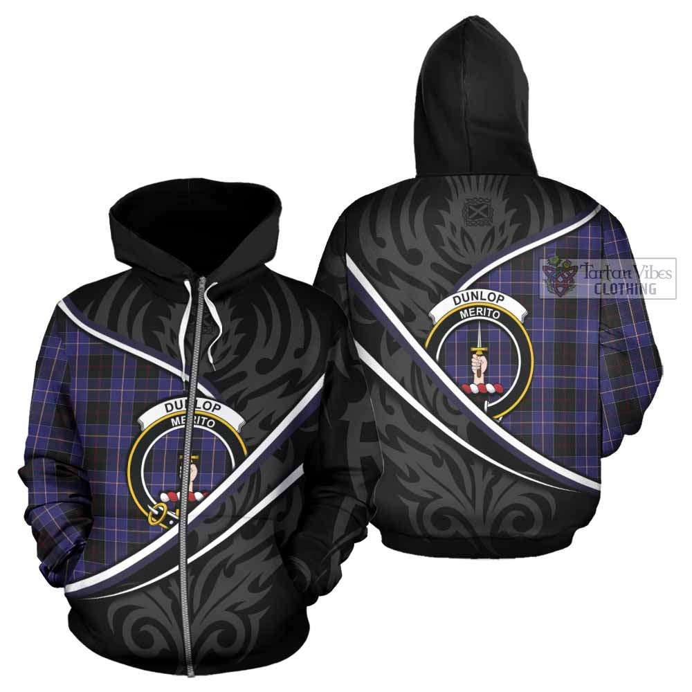 Dunlop Tartan Family Crest Hoodie Celtic Scottish Thistle Floral - Tartan Vibes Clothing
