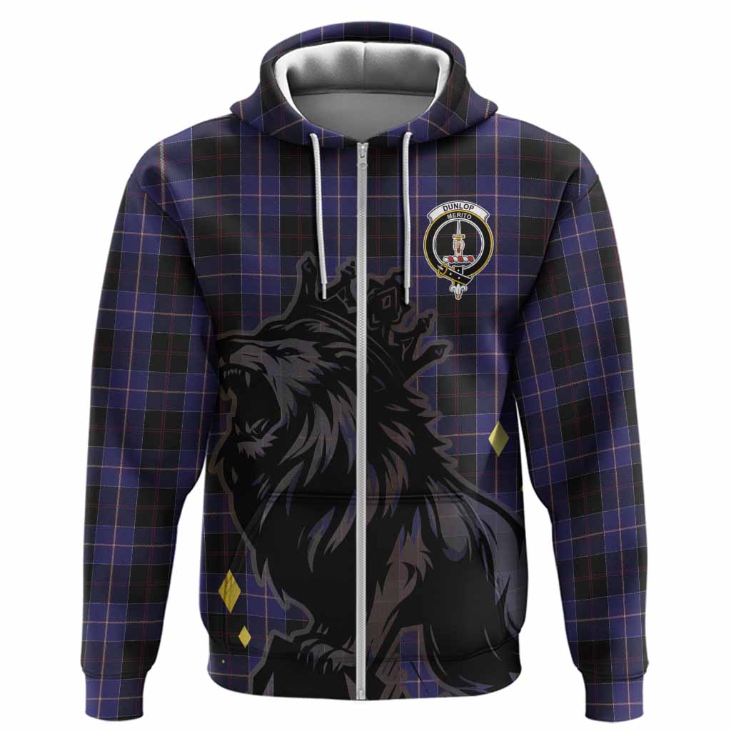 Dunlop Tartan Family Crest Hoodie Crowned Lion Roaring
