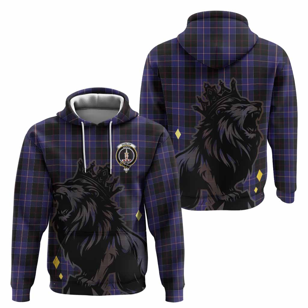 Dunlop Tartan Family Crest Hoodie Crowned Lion Roaring