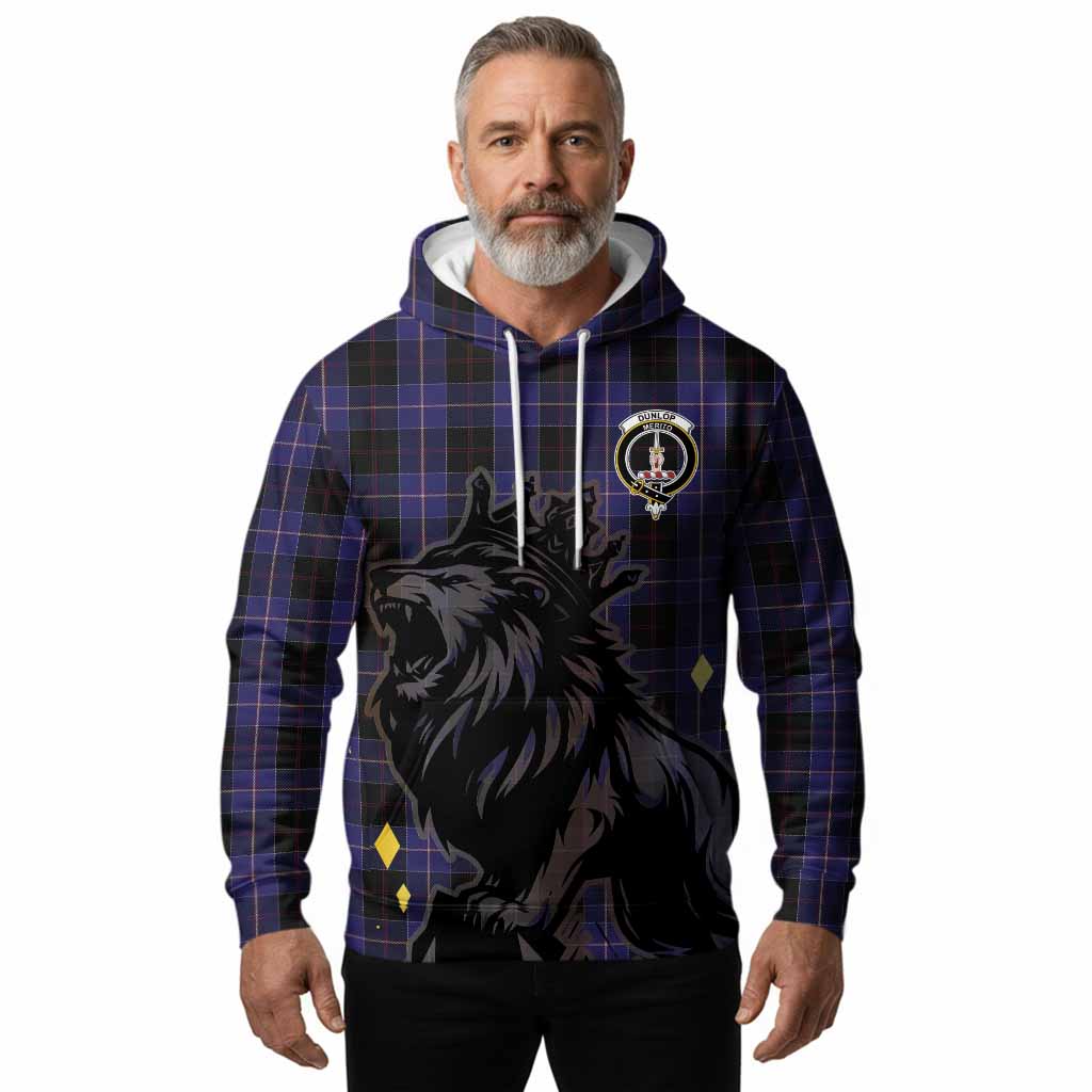 Dunlop Tartan Family Crest Hoodie Crowned Lion Roaring