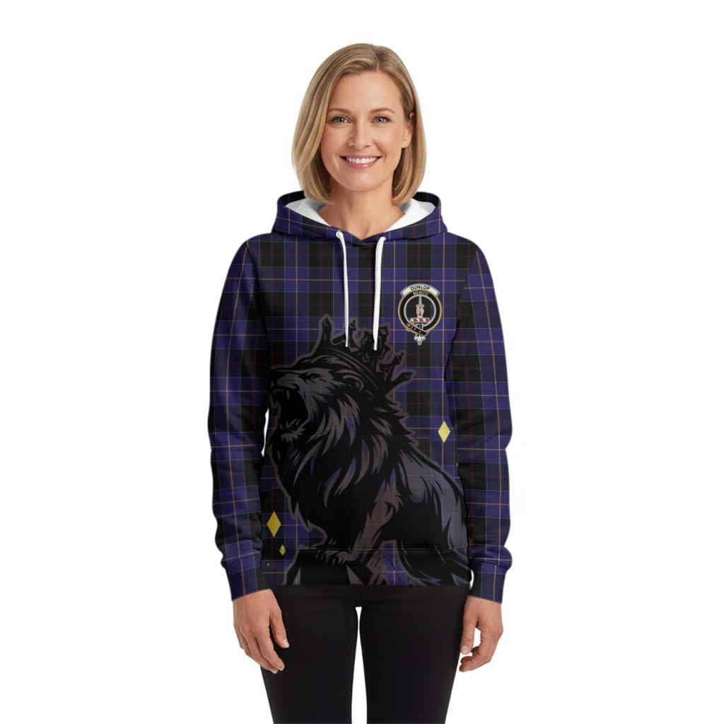 Dunlop Tartan Family Crest Hoodie Crowned Lion Roaring