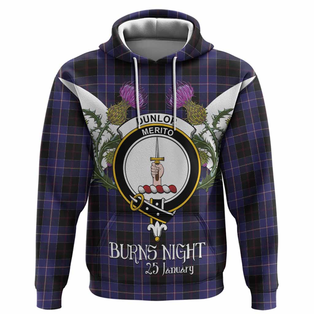Dunlop Tartan Family Crest Hoodie Scottish Burns Night Thistle Floral