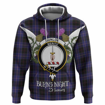 Dunlop Tartan Family Crest Hoodie Scottish Burns Night Thistle Floral