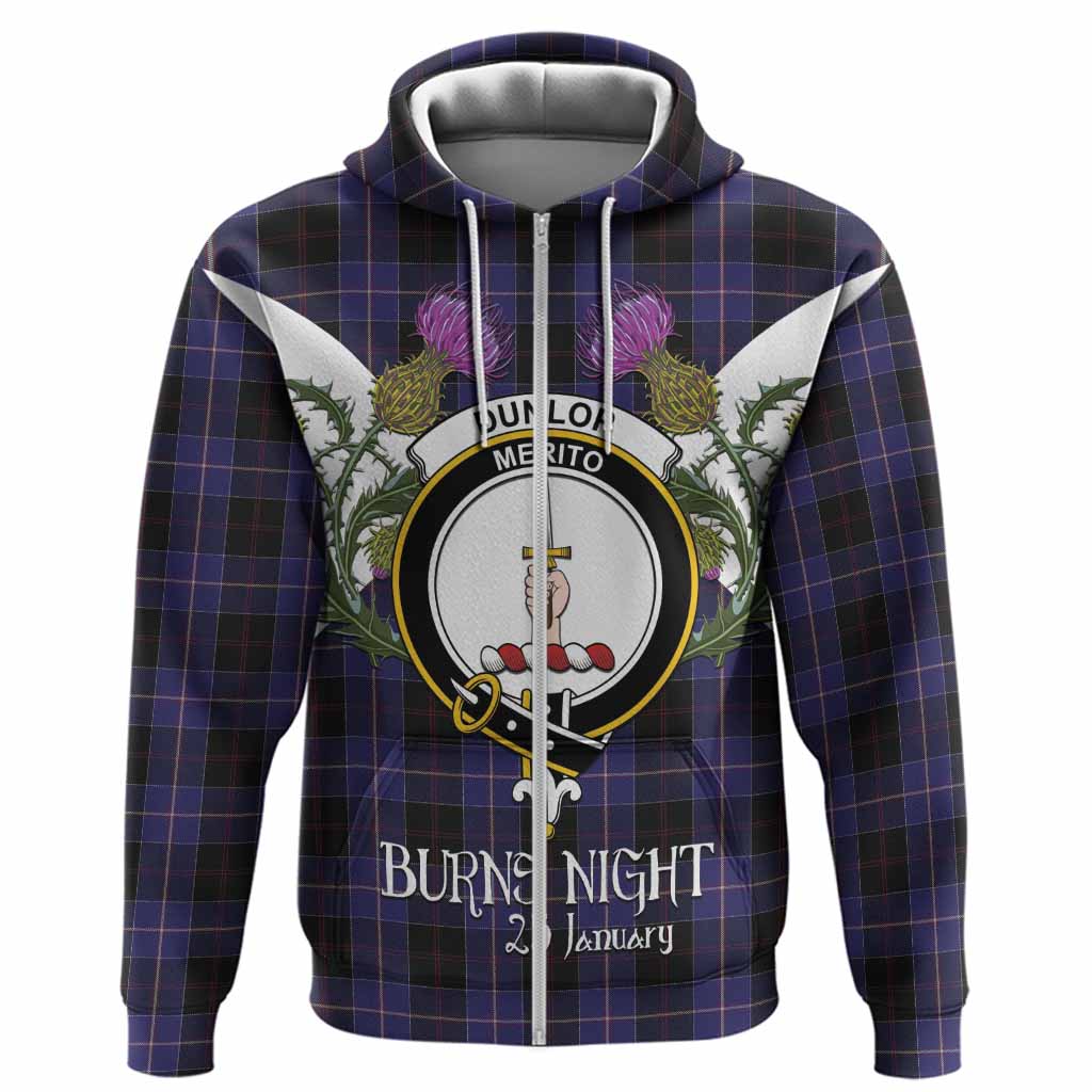 Dunlop Tartan Family Crest Hoodie Scottish Burns Night Thistle Floral