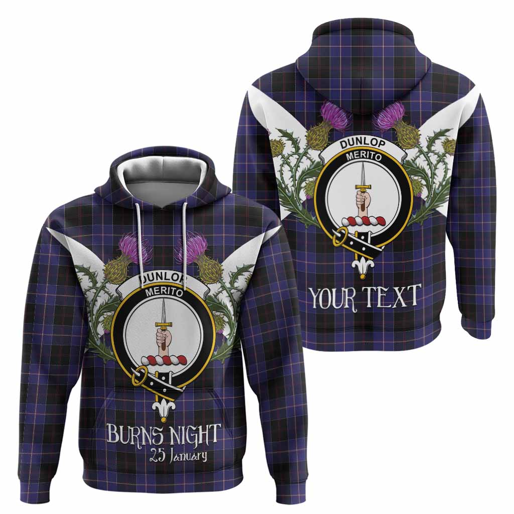 Dunlop Tartan Family Crest Hoodie Scottish Burns Night Thistle Floral