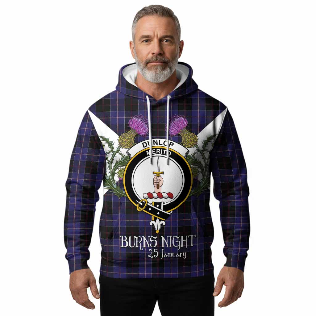 Dunlop Tartan Family Crest Hoodie Scottish Burns Night Thistle Floral